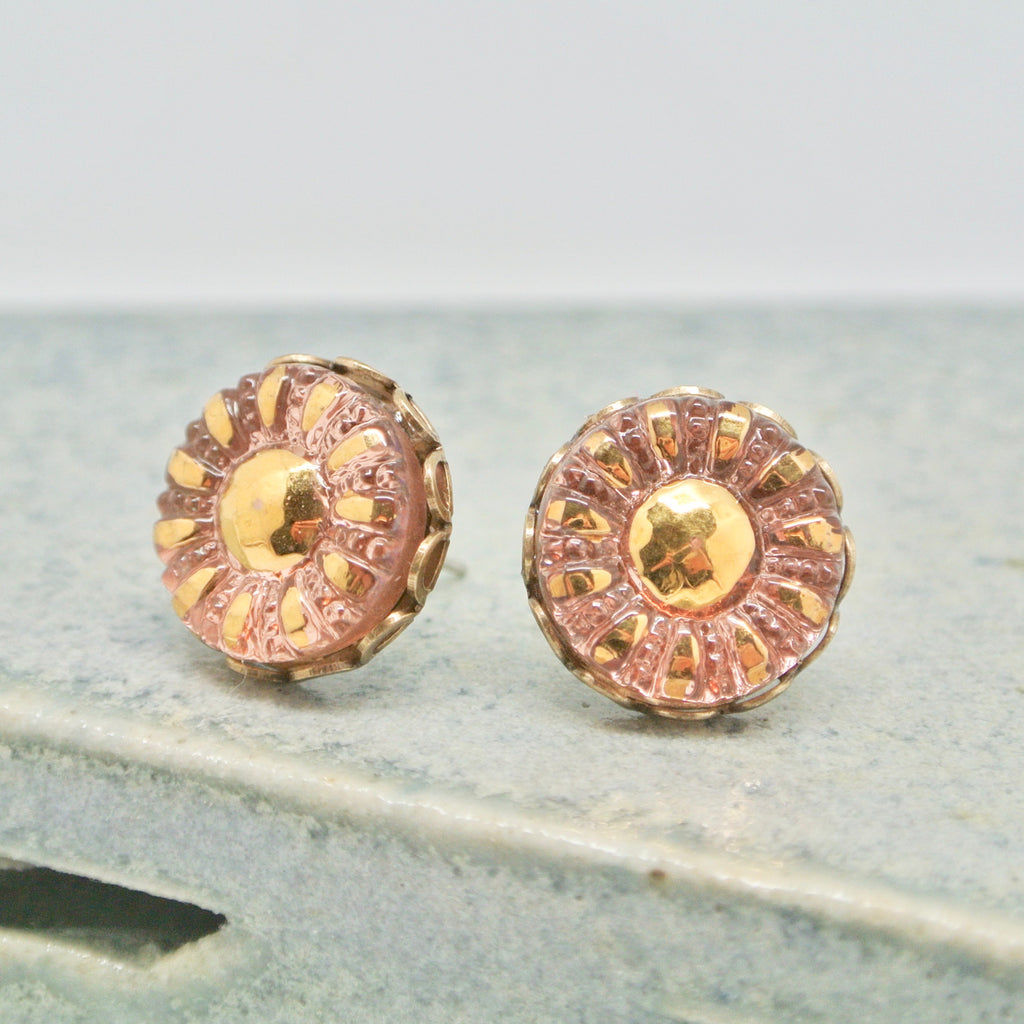 Grandmother's Buttons Earring Studs Petit Bohemia Golden Rose at Twang and Pearl