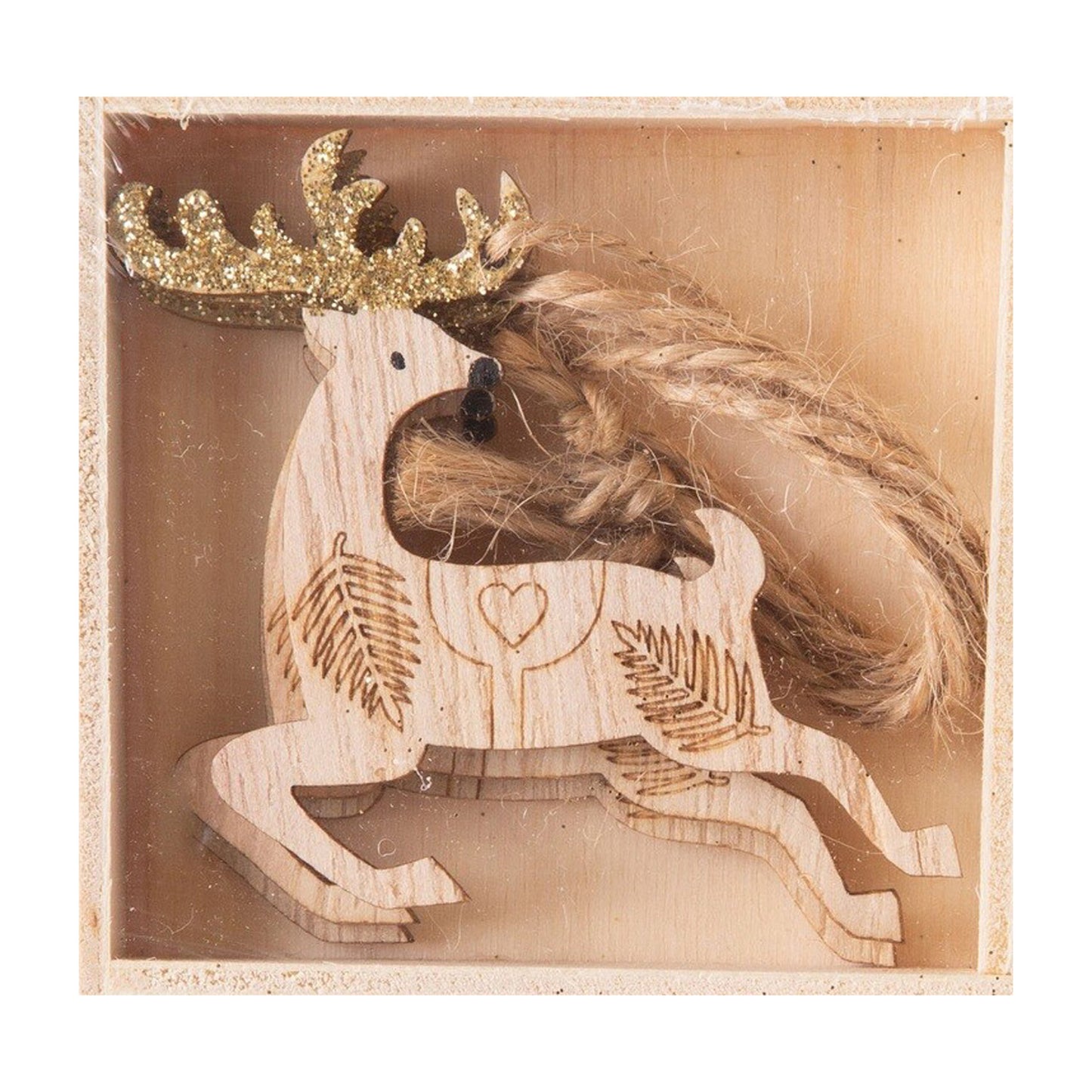 Mini Glitter Reindeer | Wooden