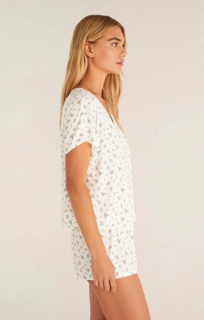  Z Supply Happy Ditsy Floral Top, Bone | Designed in the USA