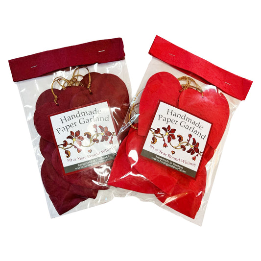 Handmade Paper Garland | Hearts, Made in Thailand, 9' Long