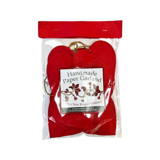 Handmade Paper Garland | Hearts, Made in Thailand, 9' Long