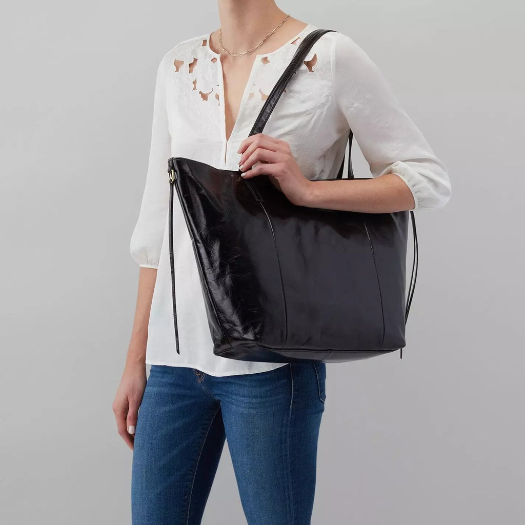 Hobo Kingston Medium Leather Tote Bag Black | Vinatge Leather Hide