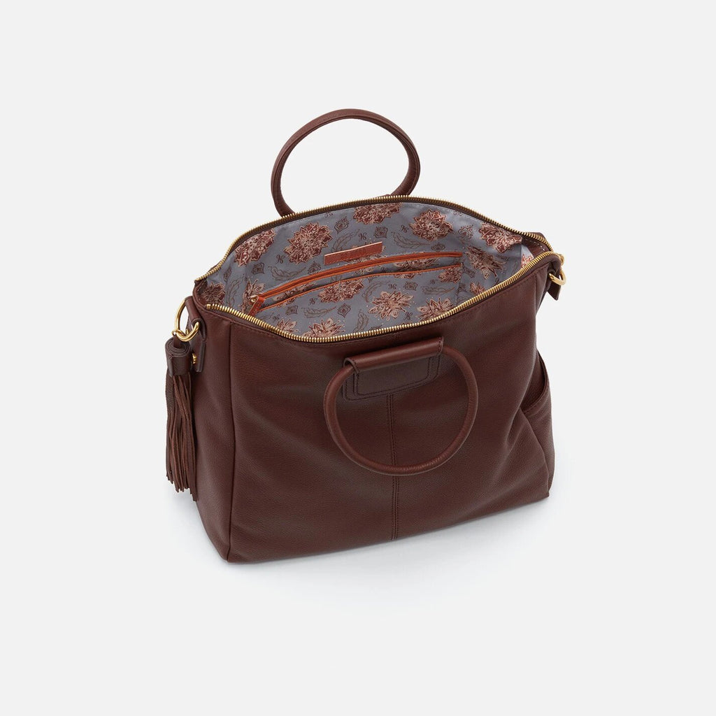 Hobo Velvet Leather Crossbody Handbag | Sheila Mahogany