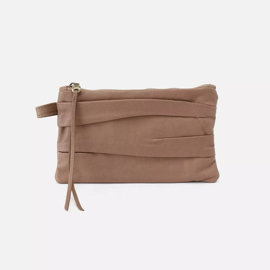 Hobo Leather Wristlet Waver Taupe | Soft Leather Hide