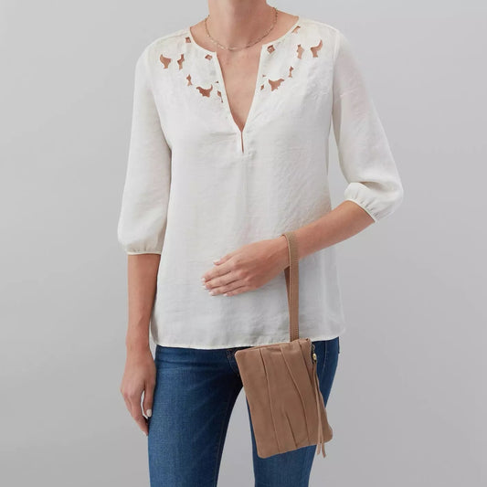 Hobo Leather Wristlet Waver Taupe | Soft Leather Hide