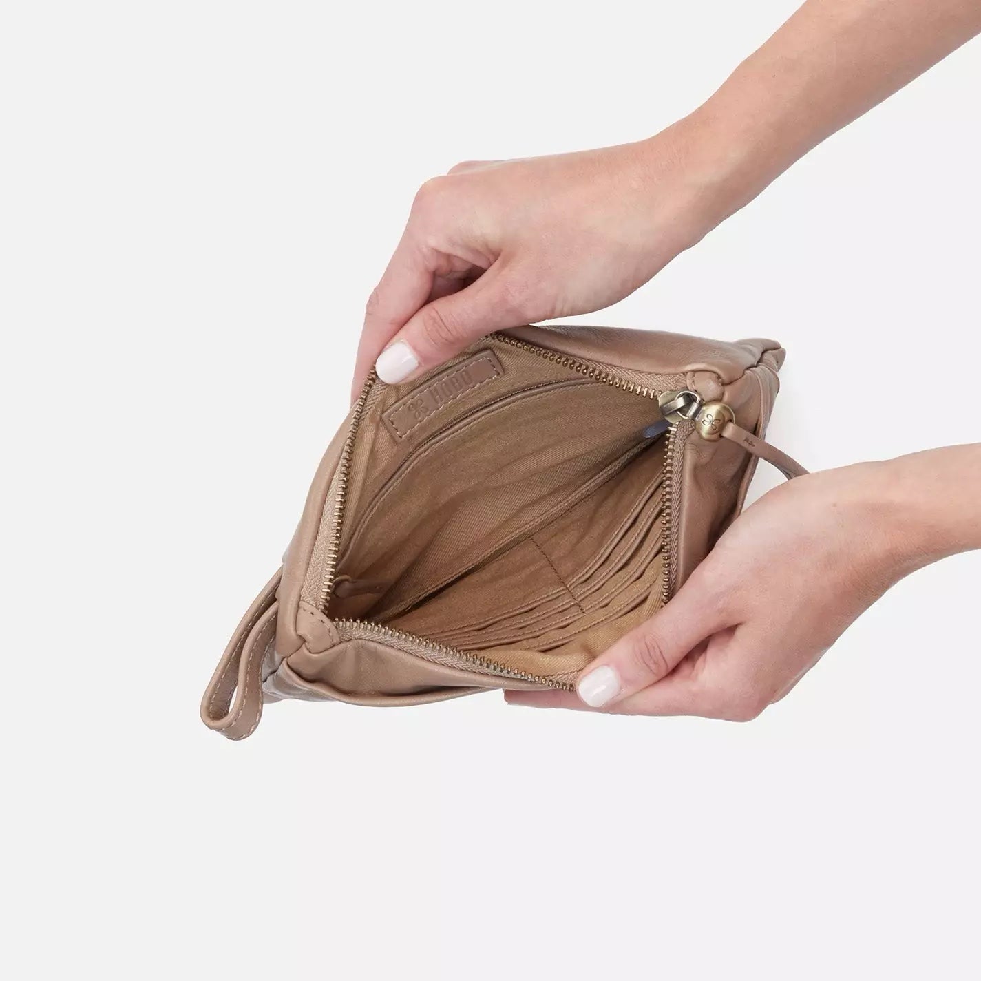 Hobo Leather Wristlet Waver Taupe | Soft Leather Hide