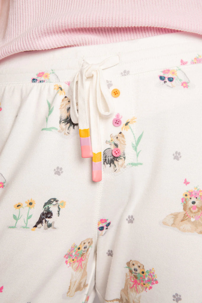 PJ Salvage Garden Party Dogs Jampant | Ivory, Designed in the USA