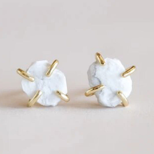 JaxKelly Stud Earring Howlite Prongs