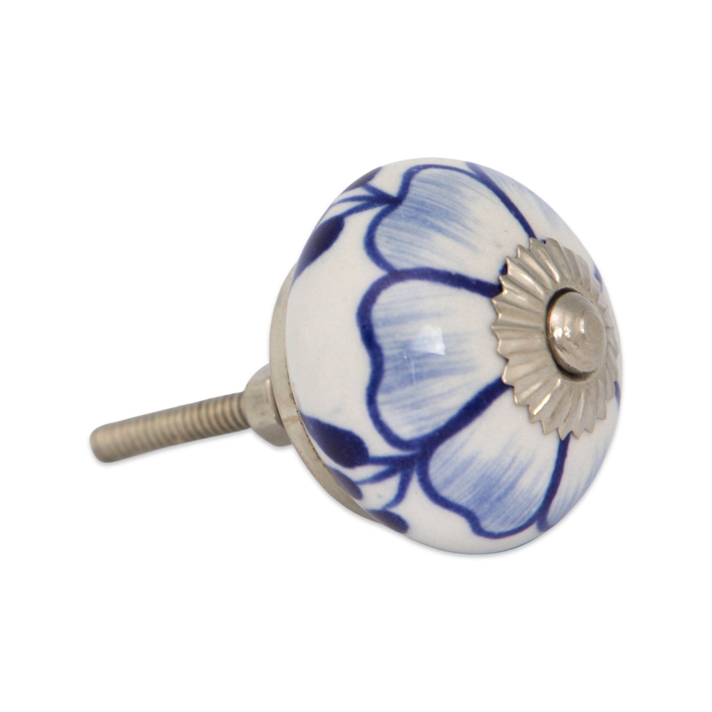 Ceramic Dresser Knob | Fancy Pansy, Made & Hand Painted in India