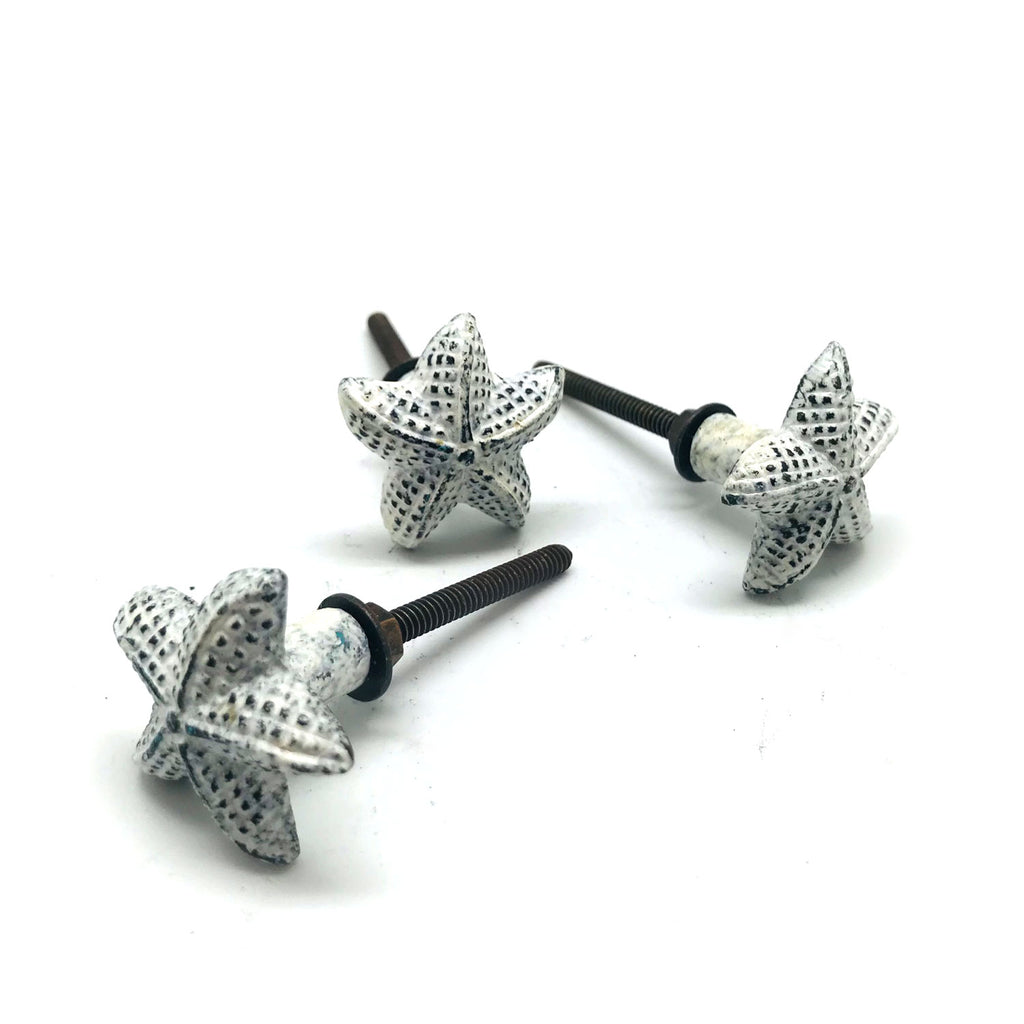 Dresser Knobs Cast Iron | Sea Star Whitewashed, Made in India
