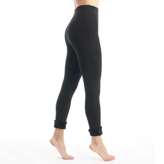 Lemon Fuzzy on the Inside Leggings - Fleece Leggings, Charcoal