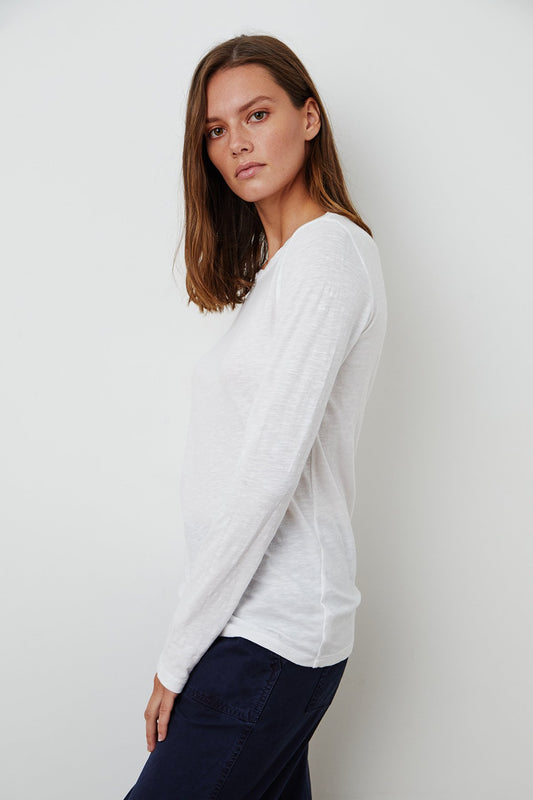 Velvet Lizzie Long Sleeve Top White | Designed in the USA
