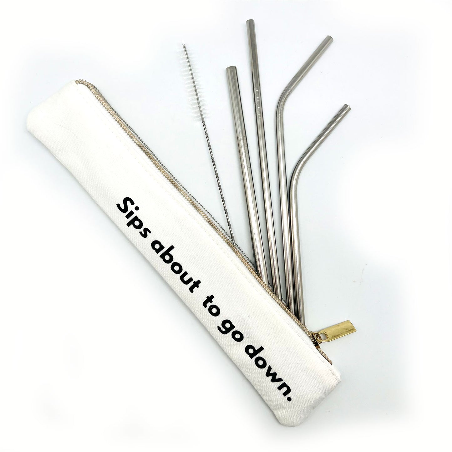Last Straw Sips About to go Down Metal Straw Set | Silver