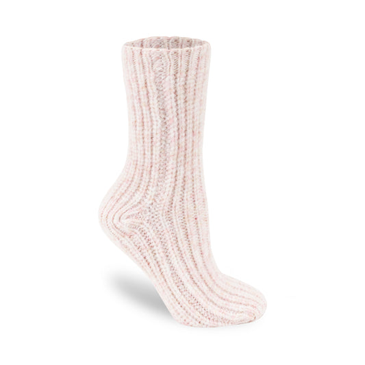 Lemon Chunky Ribbed Sweater Knit Crew Socks | Pink