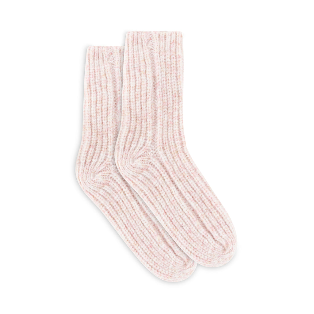 Lemon Chunky Ribbed Sweater Knit Crew Socks | Pink