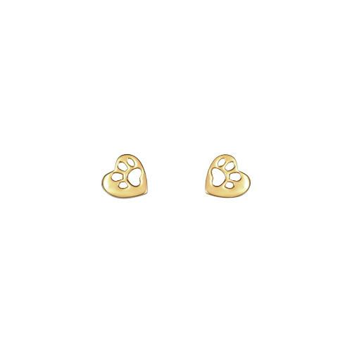 Bawa Heart Paw Studs - Gold