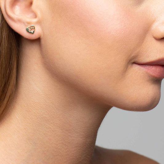 Bawa Heart Paw Studs - Gold