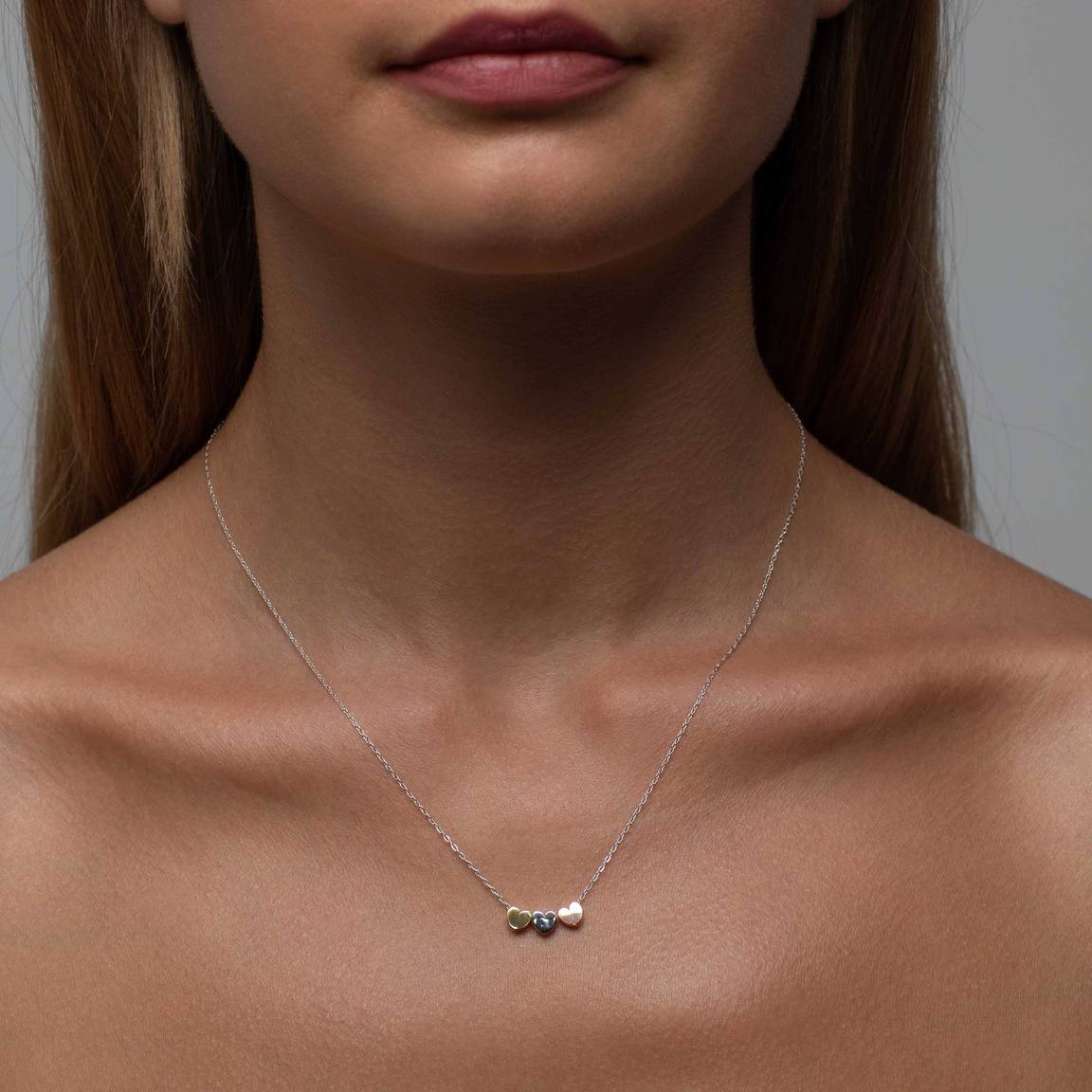 Triple Heart Necklace - Mixed Metals