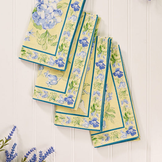 April Cornell Printed Napkins Set of 4 | Flora Yellow, Cotton