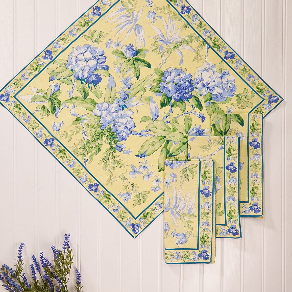 April Cornell Printed Napkins Set of 4 | Flora Yellow, Cotton