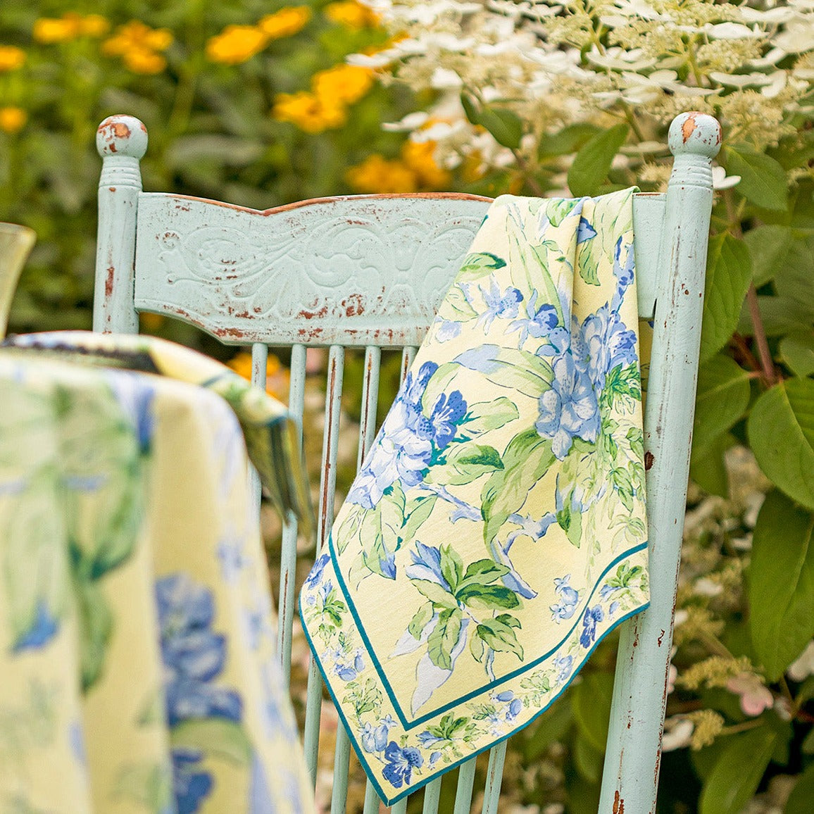 April Cornell Printed Napkins Set of 4 | Flora Yellow, Cotton