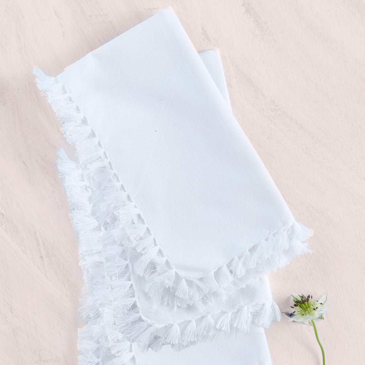 April Cornell Fringed Napkins - Set of 4 White, Designed in Canada