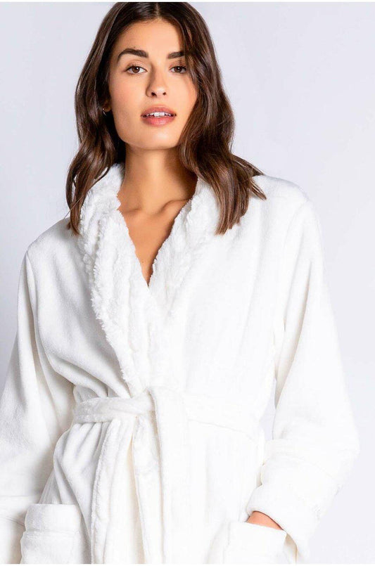PJ Salvage Luxe Plush Robe Natural | Designed in the USA