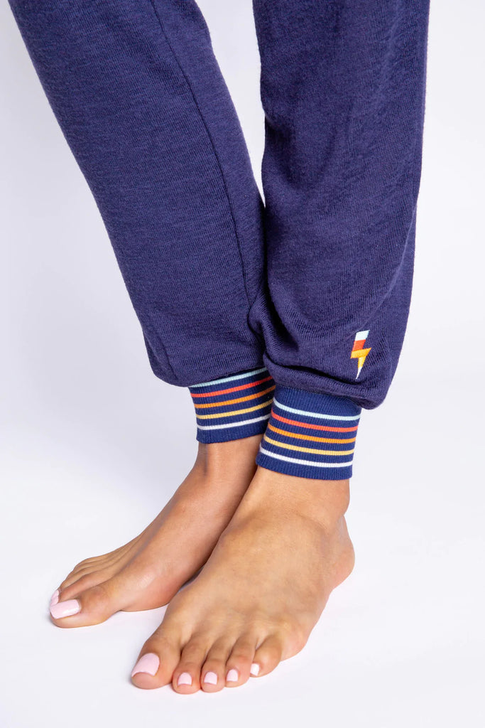 PJ Salvage Stripe Rite Banded Pant - Navy, Designed in the USA