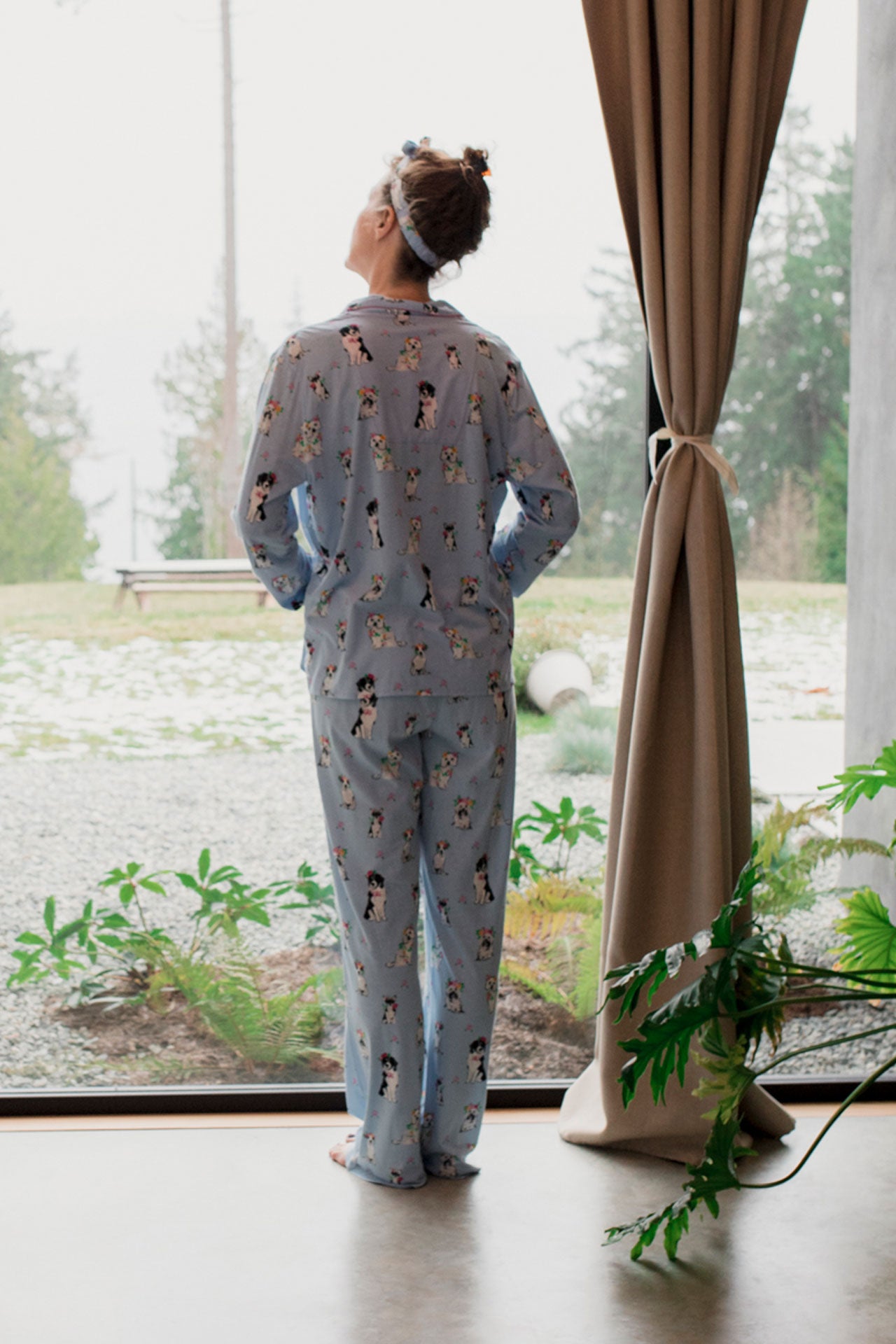 Playful Prints Dogs PJ Set - Ice Blue