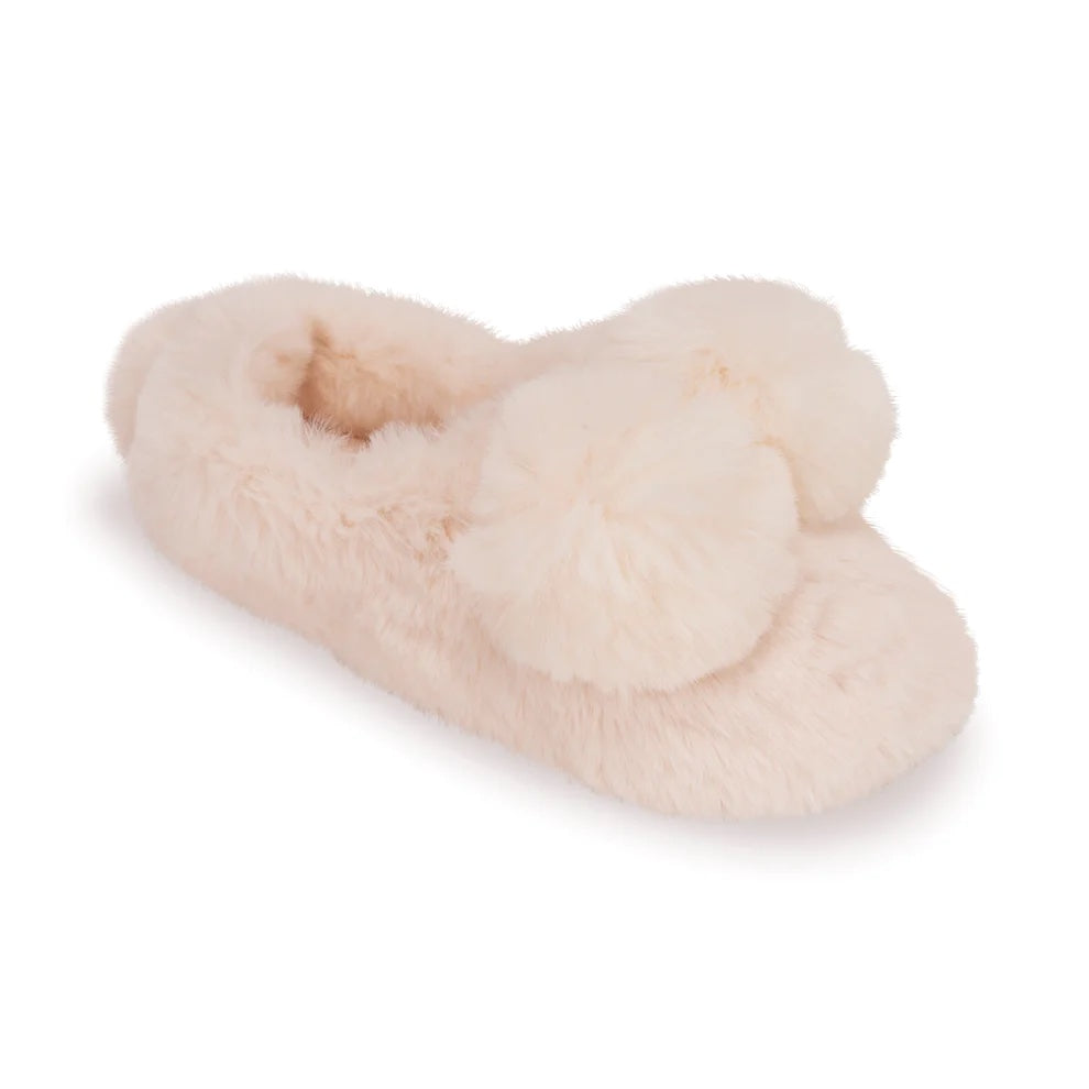 Lemon - Pom Pom Furry Friend Slipper Bootie - Purple Pink