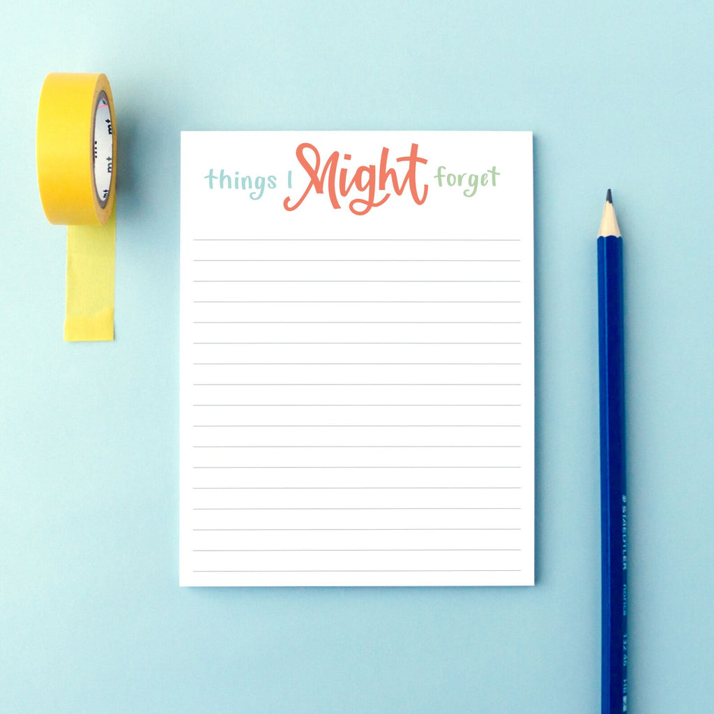Pedaller Designs Notepad | Things I Might Forget, Made in Canada