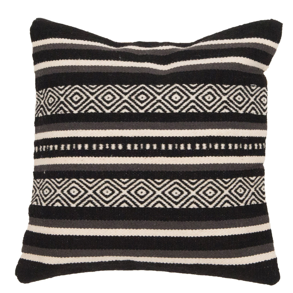 Pokoloko Handwoven Wool Pillow Traditional Black at Twang and Pearl