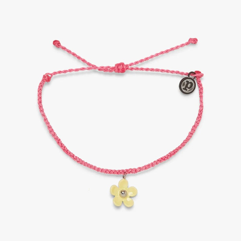 Pura Vida Solstice Flower Charm Bracelet | Pink & Yellow, Handmade