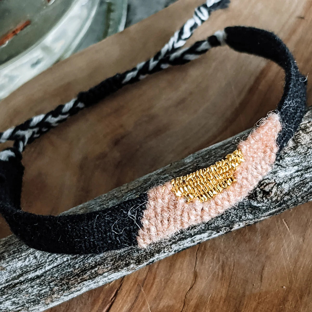 Pine Cone Treasures Hand Woven Bracelet, Roasted Peach