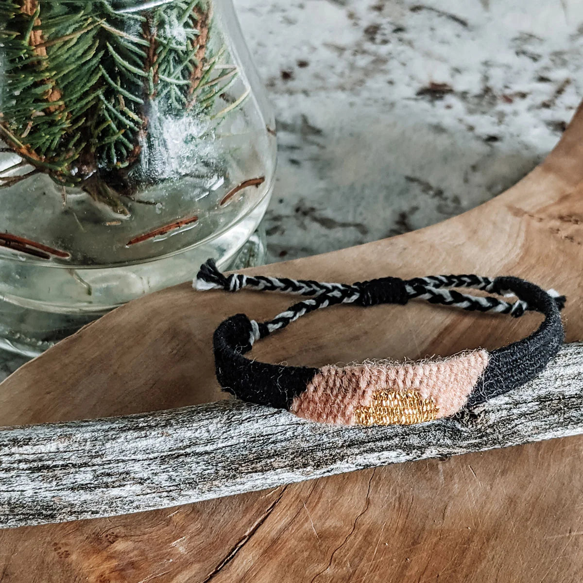 Pine Cone Treasures Hand Woven Bracelet, Roasted Peach