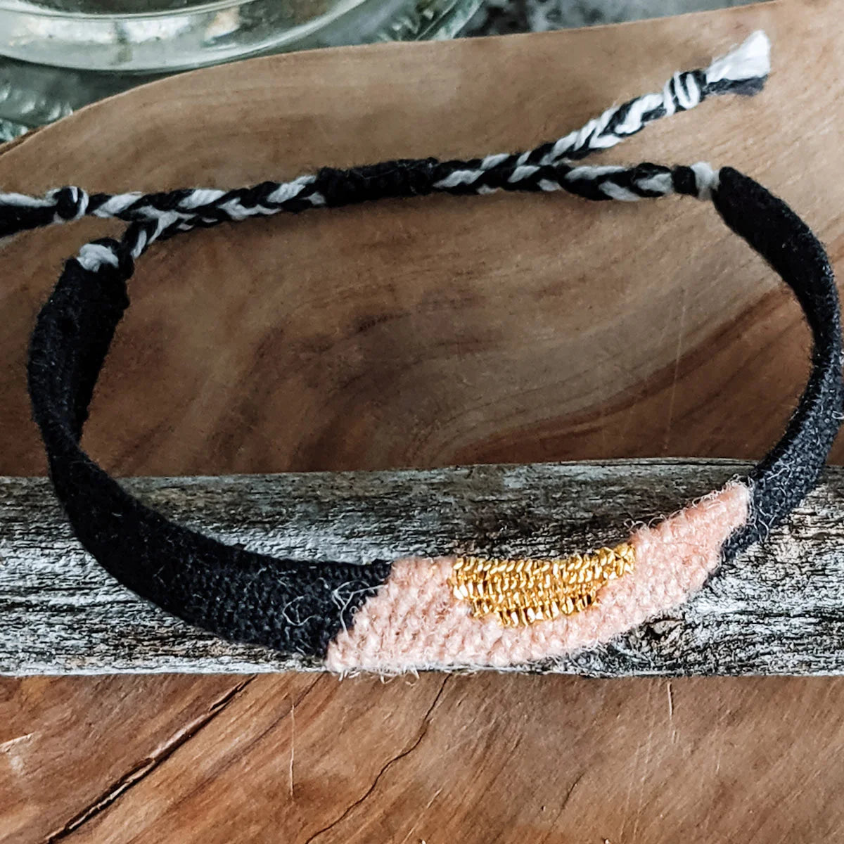 Pine Cone Treasures Hand Woven Bracelet, Roasted Peach