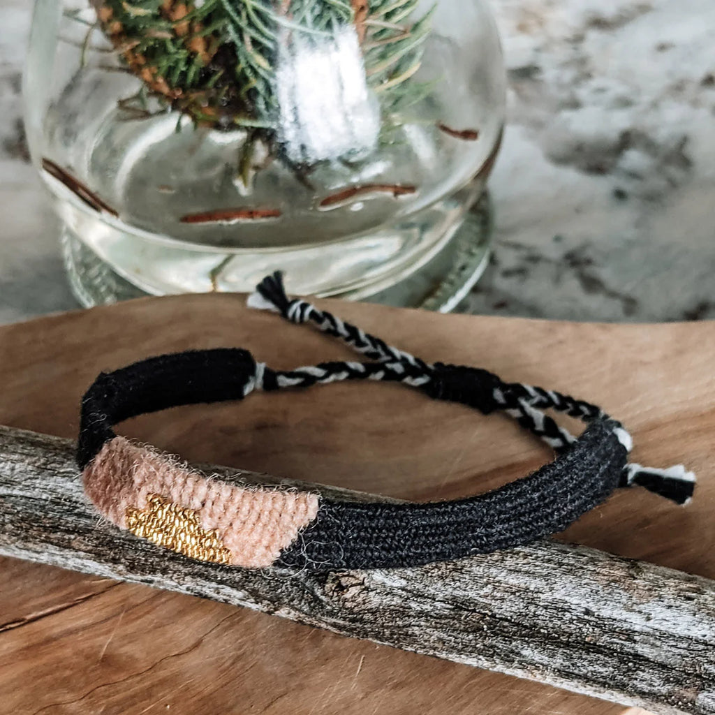 Pine Cone Treasures Hand Woven Bracelet, Roasted Peach