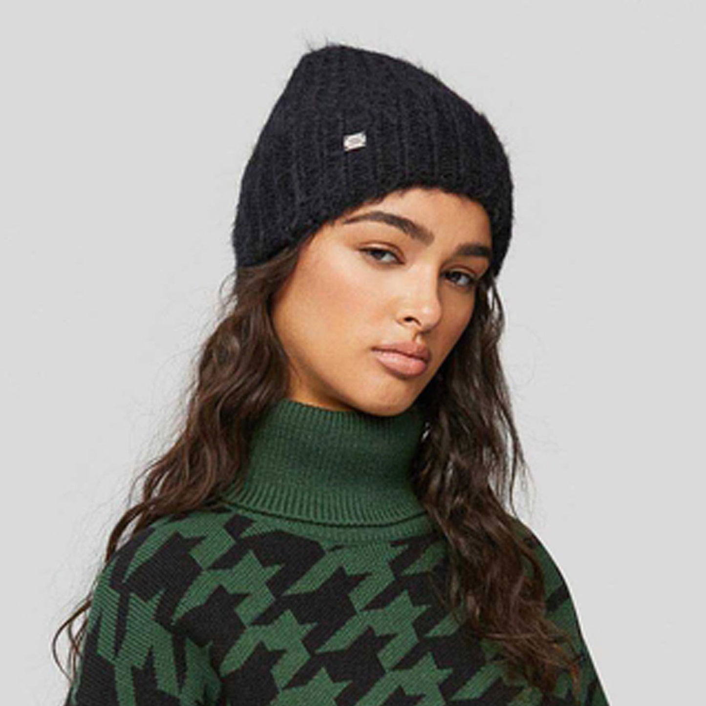 Soia & Kyo Mira Folded Rib Knit Hat | Black, Designed in Canada
