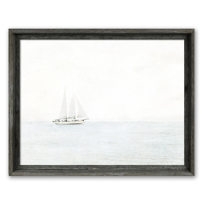 Sweet Gumball Framed Rectangular Art Block Sailboat Grey