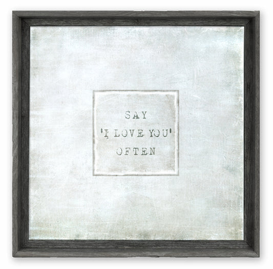 Sweet Gumball Small Framed Square Art Block | Say I Love You Often, Grey