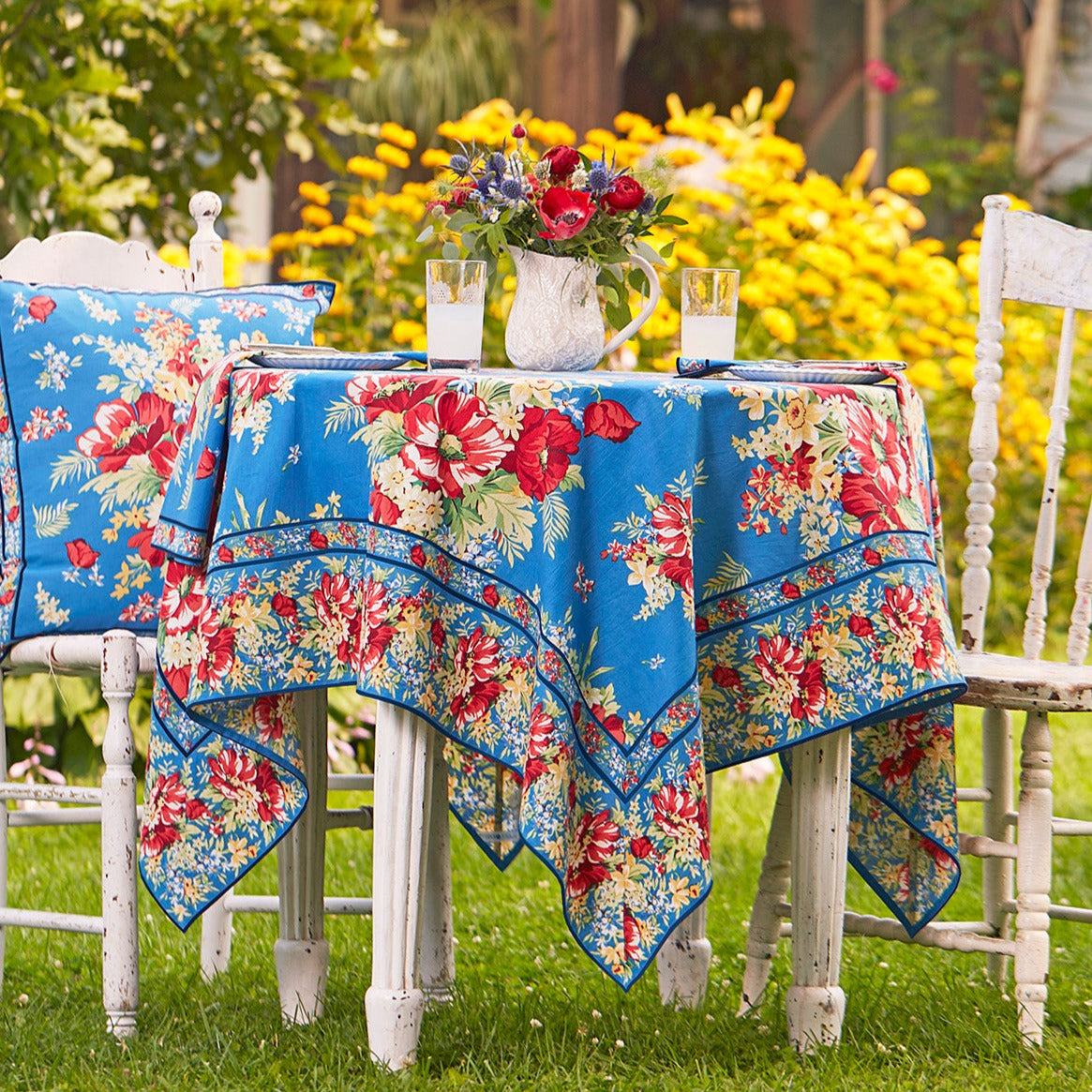 April Cornell Cotton Tablecloth Charming Blue | Designed in Canada