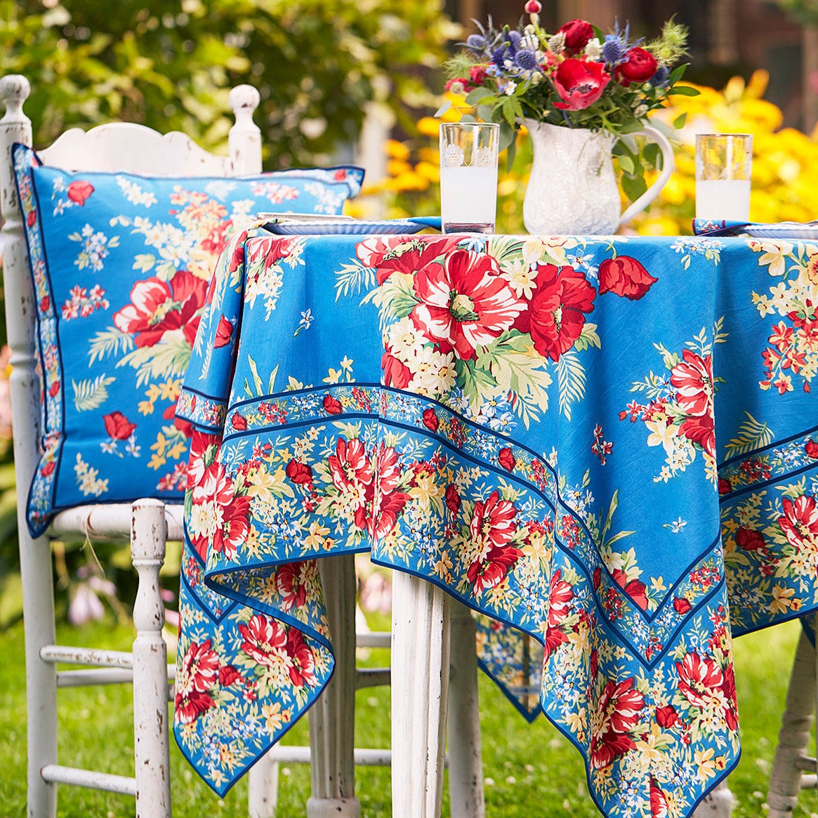 April Cornell Cotton Tablecloth Charming Blue | Designed in Canada