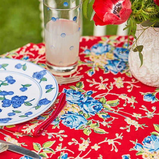 April Cornell Cotton Tablecloth Viola Rose Red | Designed in Canada