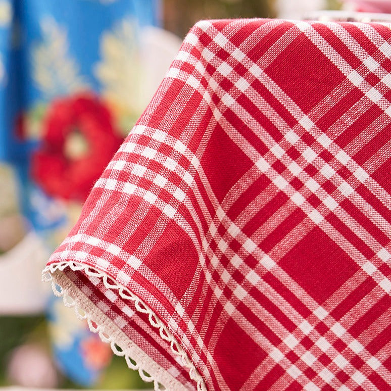 April Cornell Cotton Tablecloth Berry Plaid | Designed in Canada