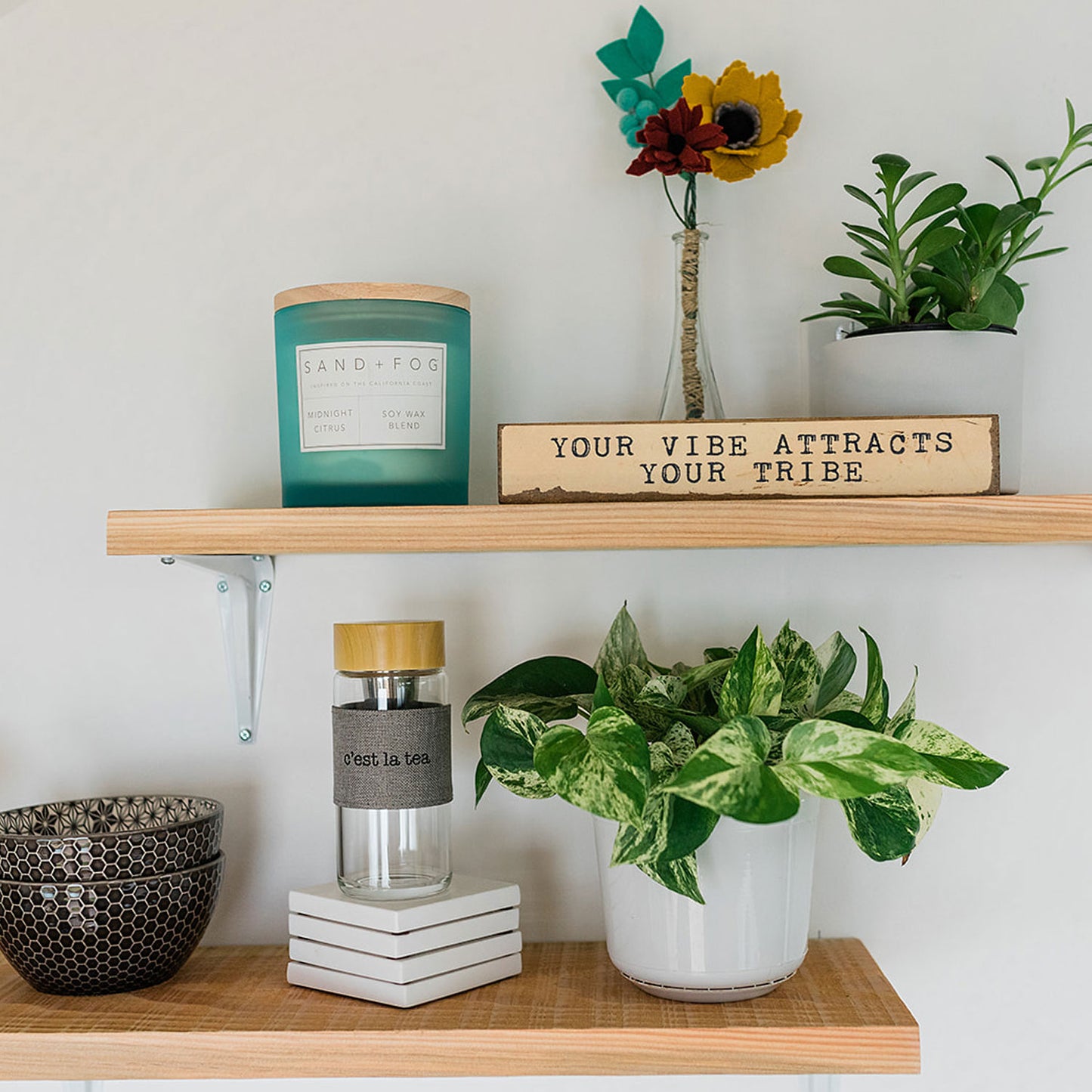 Shelf & Wall Art | Handmade Wood Block Inspirational Quote