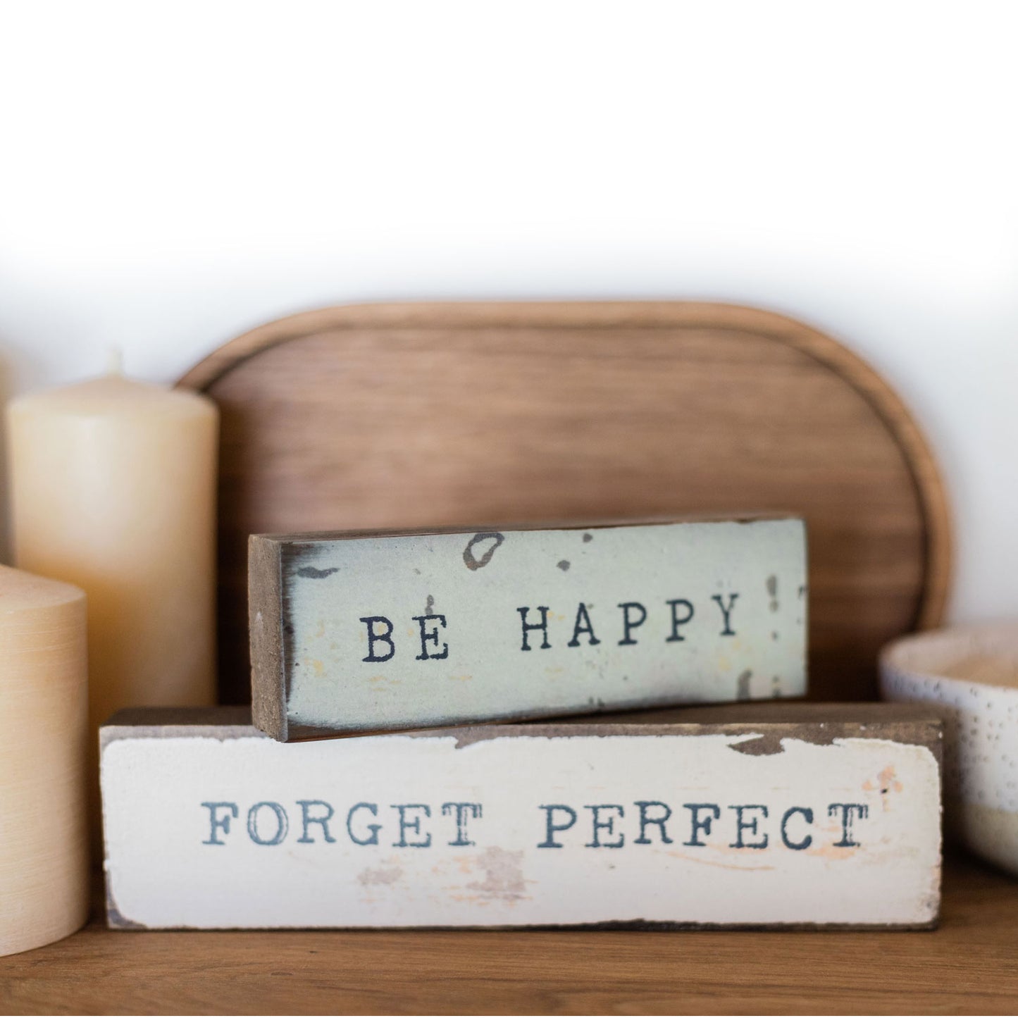 Shelf & Wall Art | Handmade Wood Block, Inspirational Quote