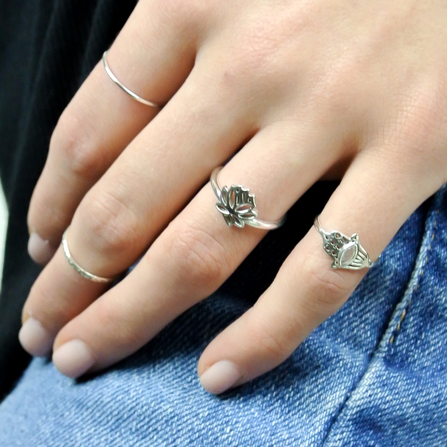 twang and pearl sterling lotus ring