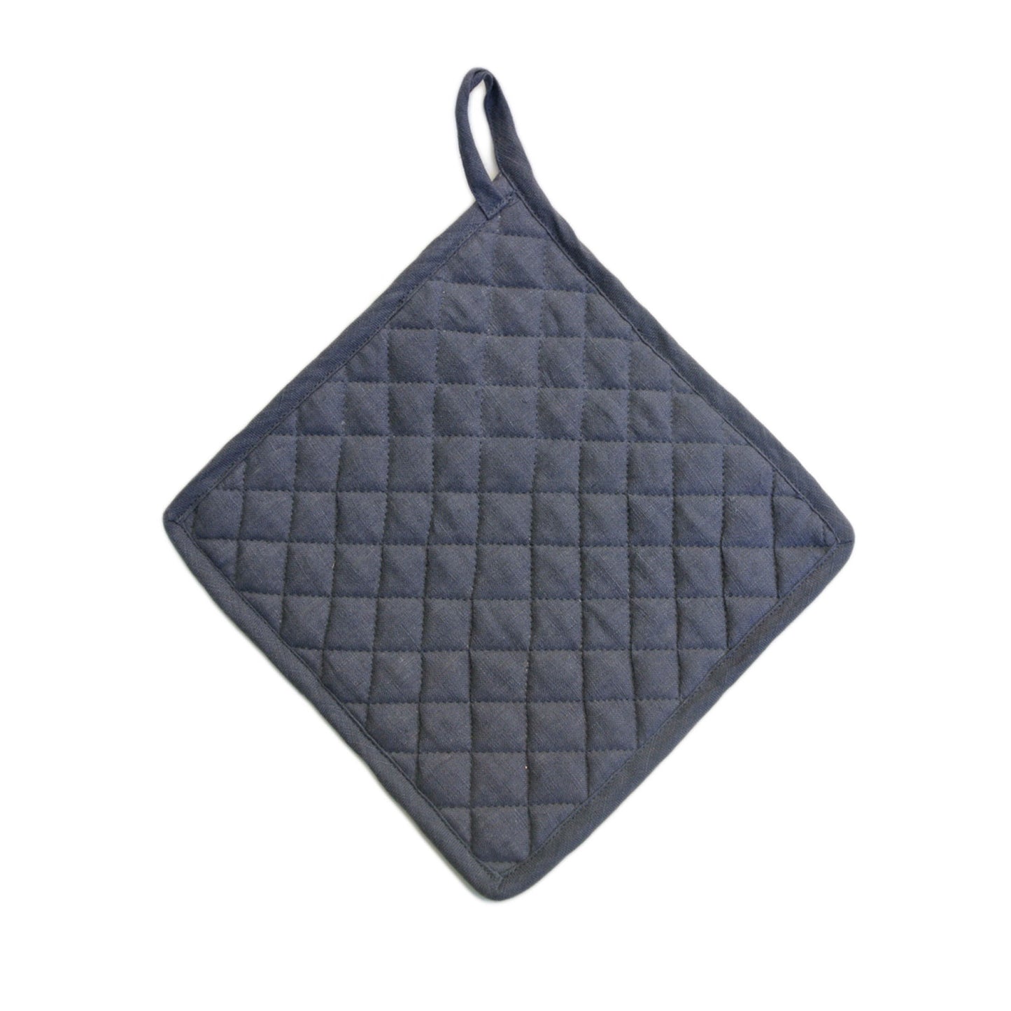 vikolino linen quilted pot holder navy at twang and pearl