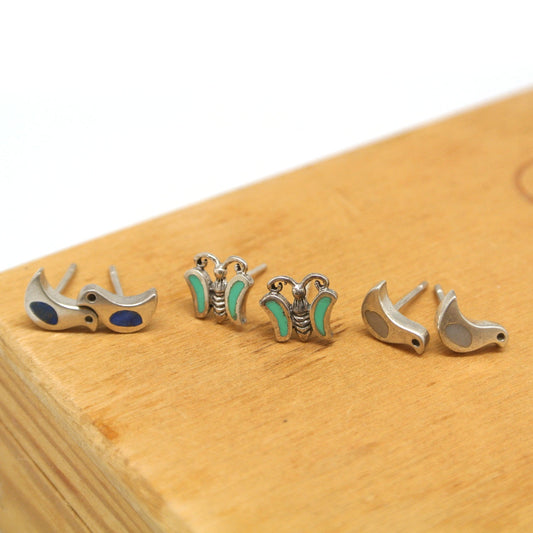 twang and pearl sterling silver studs winged friends