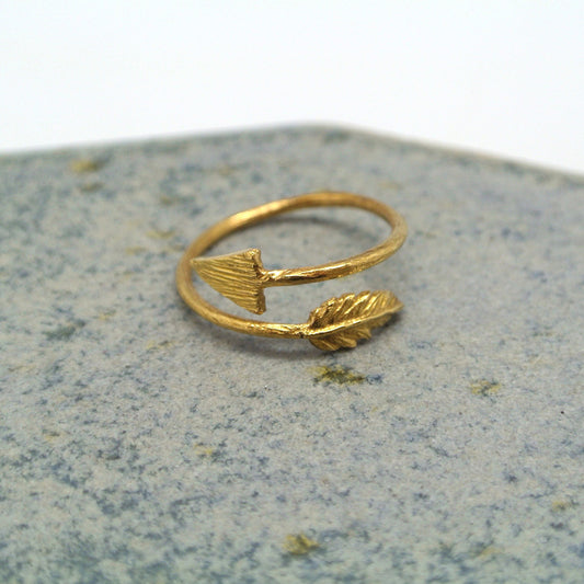 twang and pearl brass arrow ring